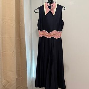 Roksanda Ilincic Black and Pink Midi Dress